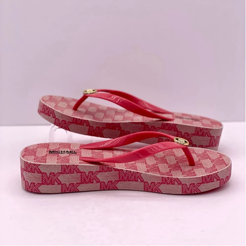 Michael Kors Bedford Logo MK Women’s Wedge Flip Flop Sandals - Picture 7 of 8